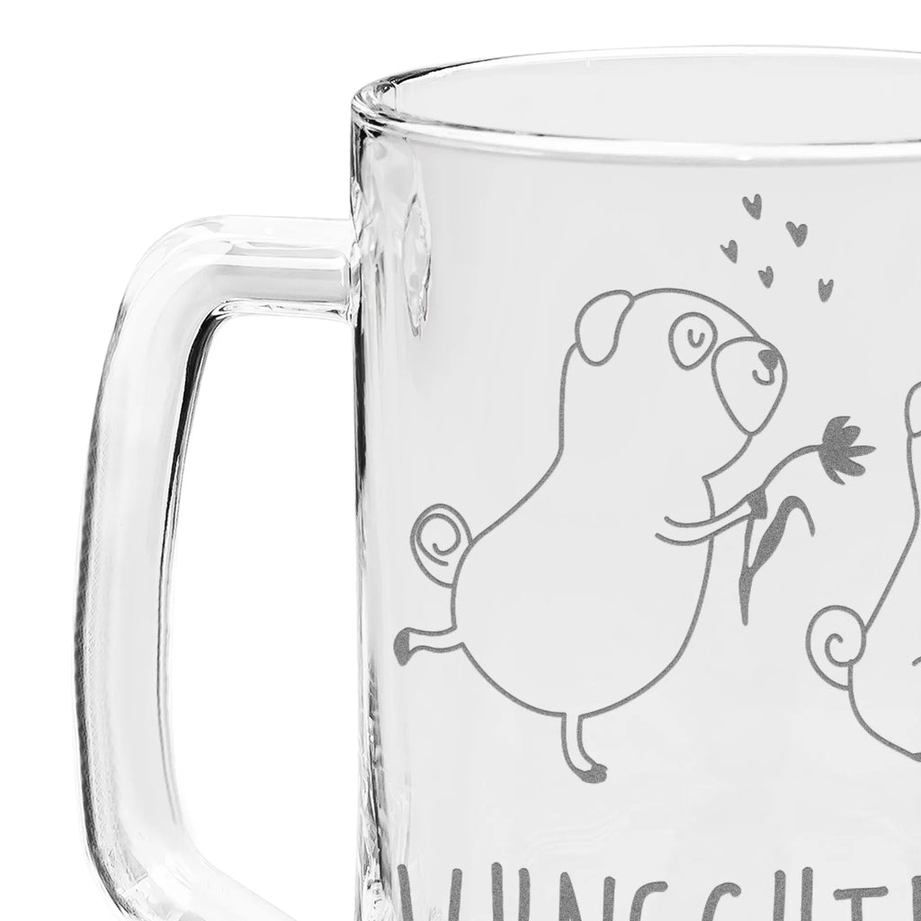 Personalizowany kufel do piwa z grawerem mops Zakochani Pies, motyw psa, zwierzę domowe, rasa psa, miłośnik zwierząt, właściciel psa, powiedzenia