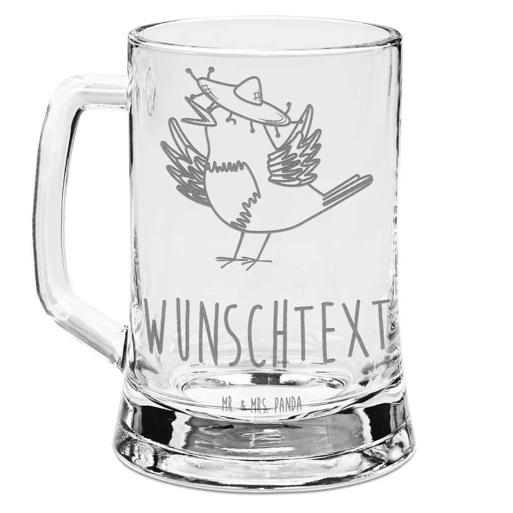 Personalized Engraved Beer Mug Crow sombrero small animals, cute, funny, cute animal motives, hand drawn, small world, funny sayings, good mood, happy, gifts, gift ideas, special gifts, animal lover, card, Birds, Happiness Saying, Raven, Motivation, Bird, Magpie, Be happy, Saying positive