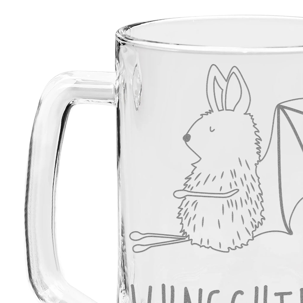 Personalized Engraved Beer Mug bat Sit small animals, cute, funny, cute animal motives, hand drawn, small world, funny sayings, good mood, happy, gifts, gift ideas, special gifts, animal lover, card, bats, relax, motivation, bat