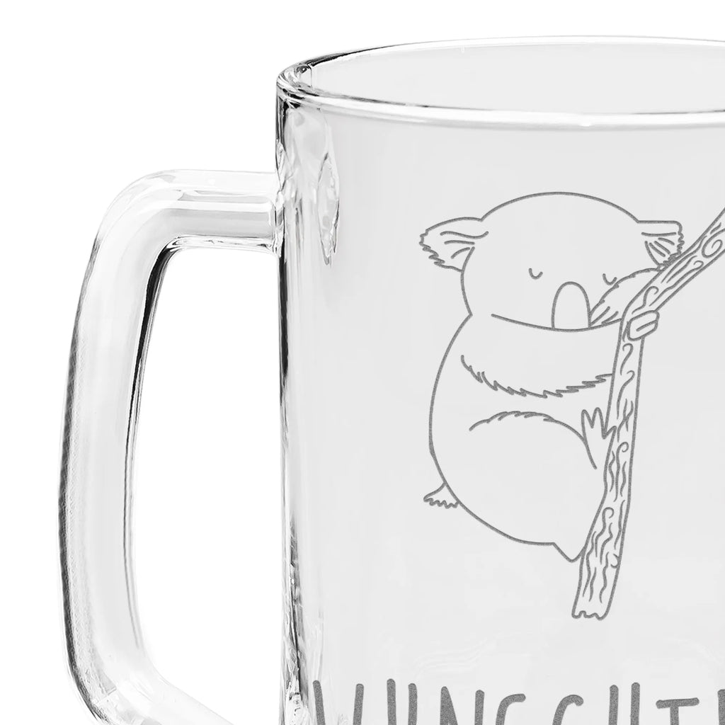 Personalized Engraved Beer Mug koala small animals, cute, funny, cute animal motives, hand drawn, small world, funny sayings, good mood, happy, gifts, gift ideas, special gifts, animal lover, card, sleeping, dream, bedroom, dreamland, koala bear, bear, Koala