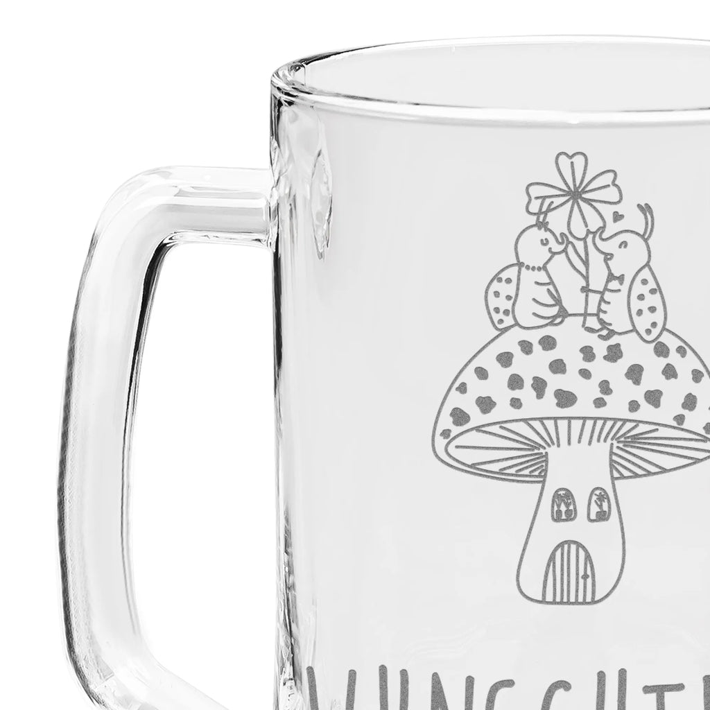 Personalized Engraved Beer Mug ladybug toadstool small animals, cute, funny, cute animal motives, hand drawn, small world, funny sayings, good mood, happy, gifts, gift ideas, special gifts, animal lover, card, flat, ladybird, house, house of fleshy fungi, at home, toadstool