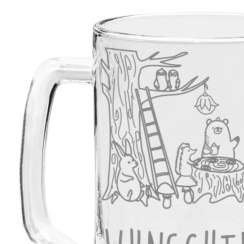 Personalized Engraved Beer Mug forest animals picnic small animals, cute, funny, cute animal motives, hand drawn, small world, funny sayings, good mood, happy, gifts, gift ideas, special gifts, animal lover, card, picnic, fox, mouse, hare, forest, forest animals, squirrel, hedgehog