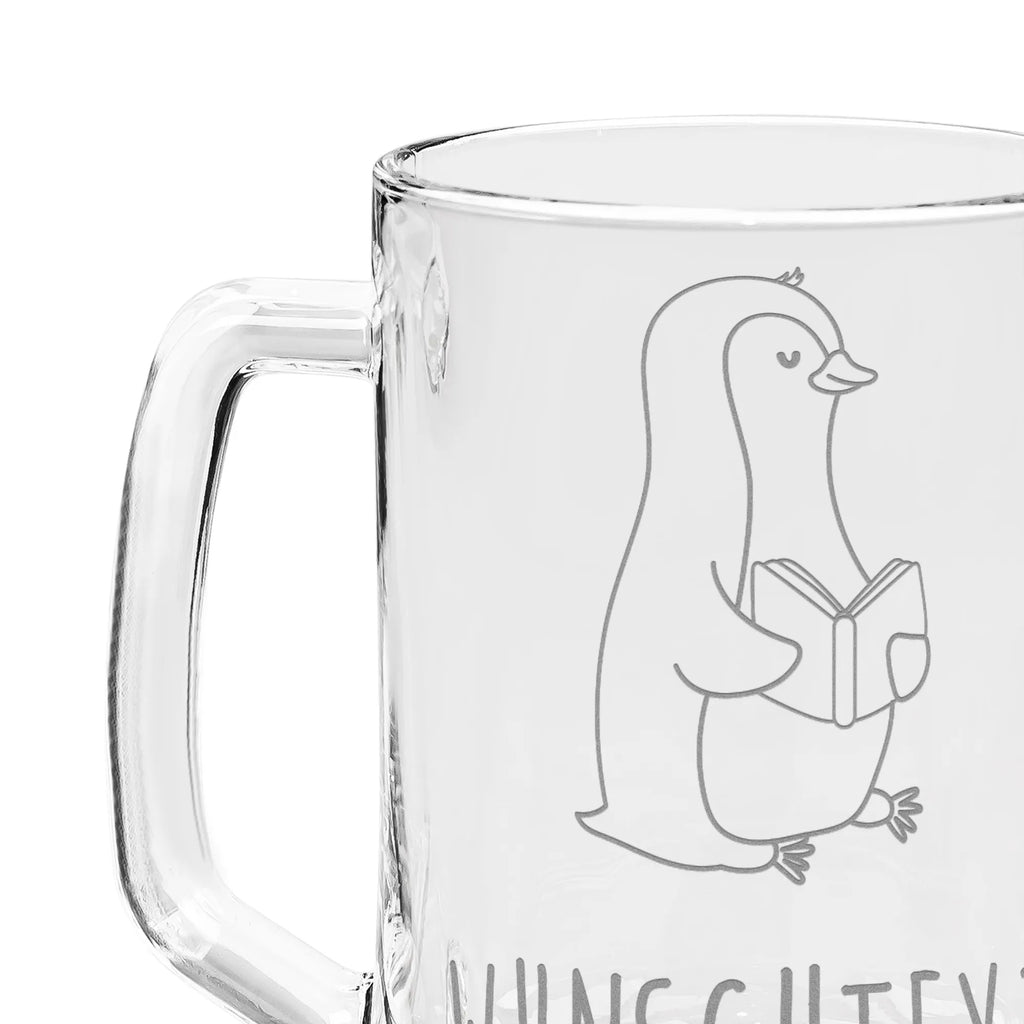Personalized Engraved Beer Mug Penguin A book Penguin, North Pole, Winter, Penguins, leisure, penguins, doing nothing, reading, book, holidays, vacation, bookworm, lazing around