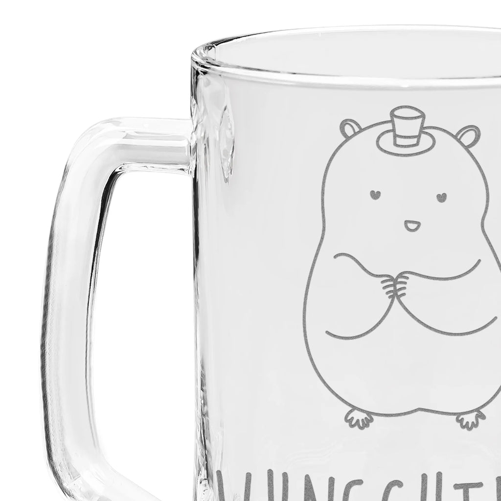 Personalized Engraved Beer Mug hamster cap small animals, cute, funny, cute animal motives, hand drawn, small world, funny sayings, good mood, happy, gifts, gift ideas, special gifts, animal lover, card, Houdini, hat, dwarf hamster, top hat, magician, Hamster, wizard