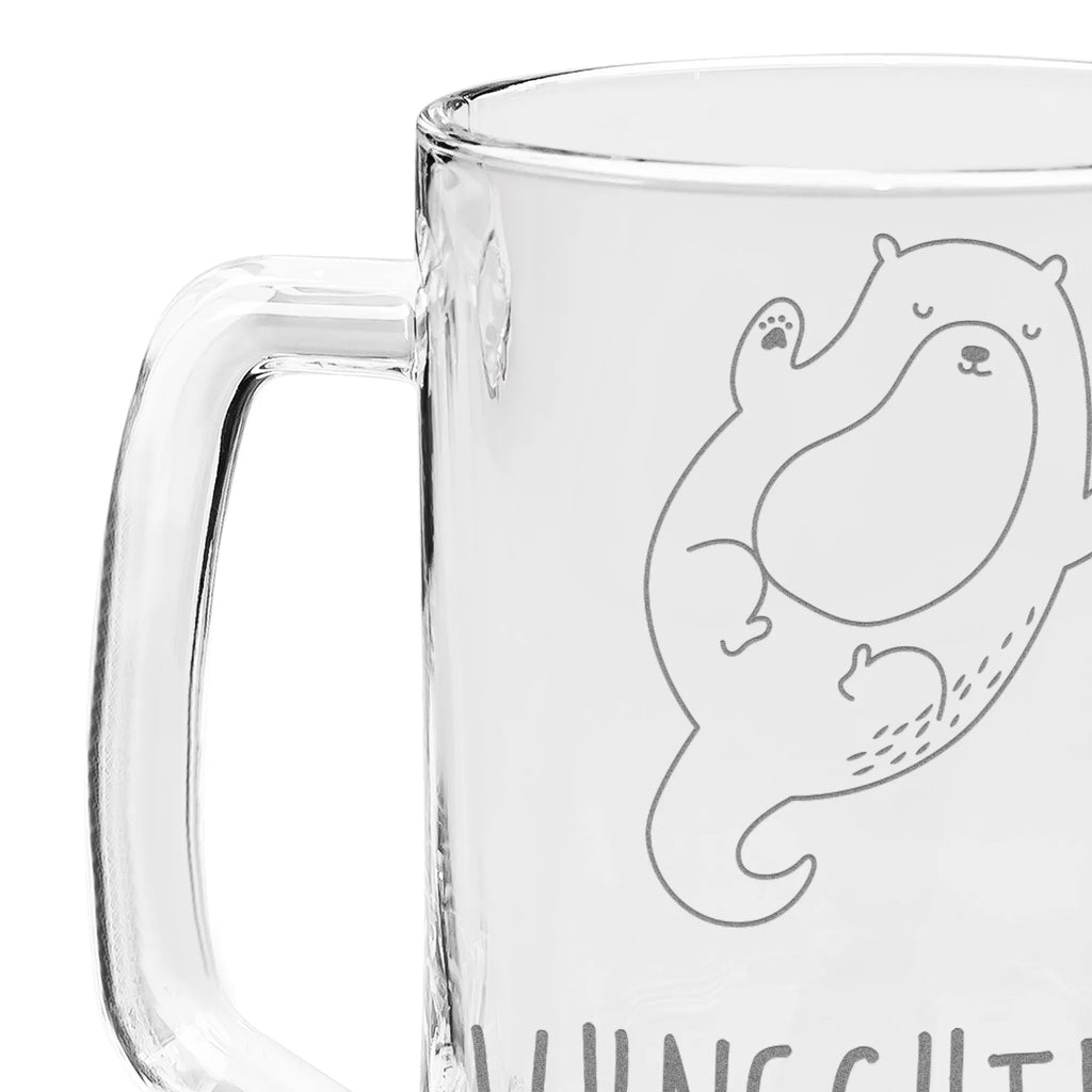 Personalized Engraved Beer Mug otter Embrace otter, marten, sea otter, European otter, water mammal, aquatic animal, baby otter, predator, water, otter gifts, animal lover, gift ideas for animal lovers, animal, mammal, water animal, gifts for people in love, Otter Sea Otter Lake Otter