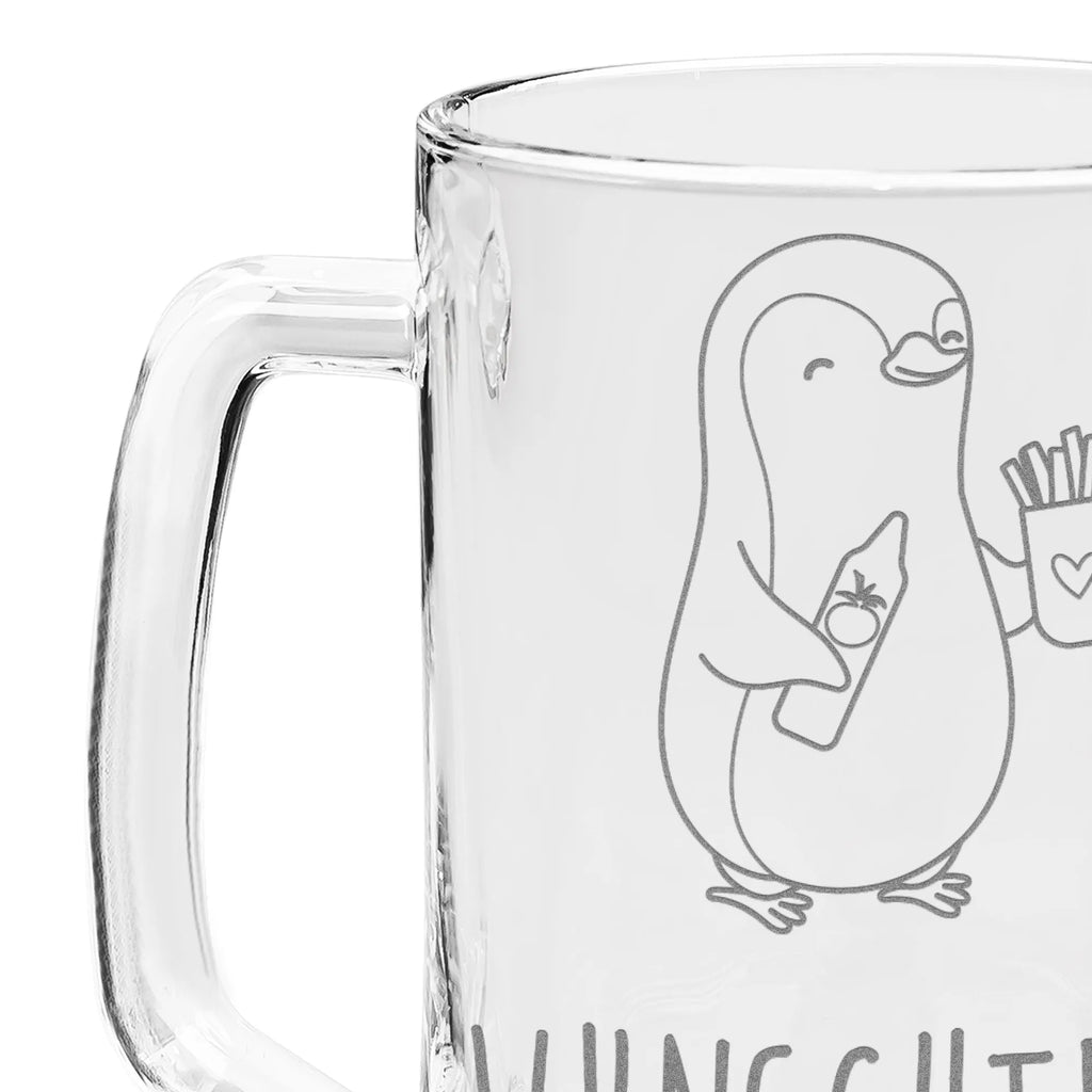 Personalizowany kufel do piwa z grawerem pingwin frytki Miłość, partner, przyjaciel, przyjaciółka, mąż, żona, wesele, zaręczyny, prośba o rękę, prezent miłosny, rocznica, dzień ślubu
