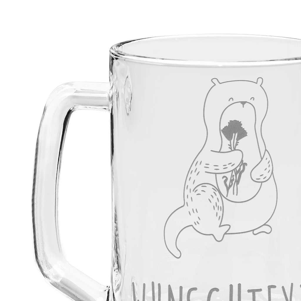 Personalizowany kufel do piwa z grawerem wydra bukiet kwiatów Kuna, wydra, morska wydra