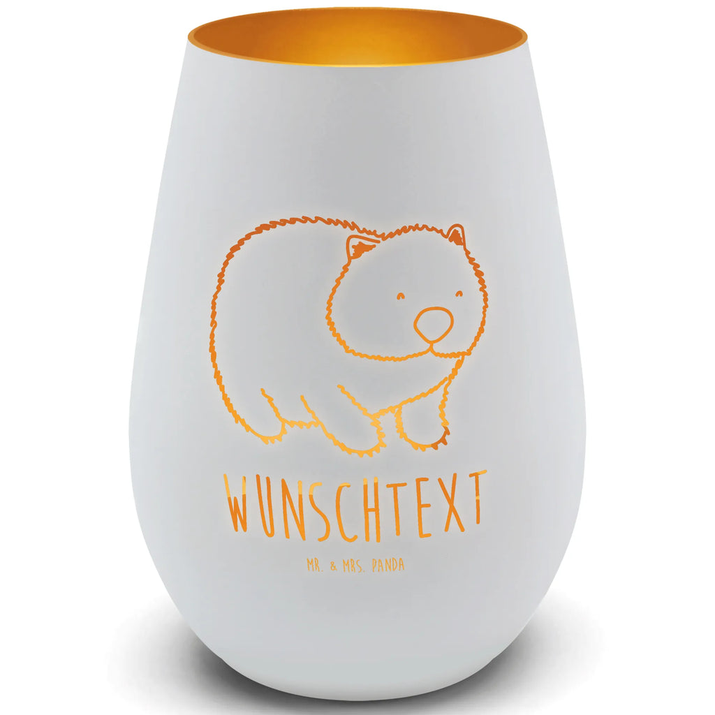 Gold Personalized Lantern Wombat small animals, cute, funny, cute animal motives, hand drawn, small world, funny sayings, good mood, happy, gifts, gift ideas, special gifts, animal lover, card, Wombat, Australia, saying, life is beautiful, motivation