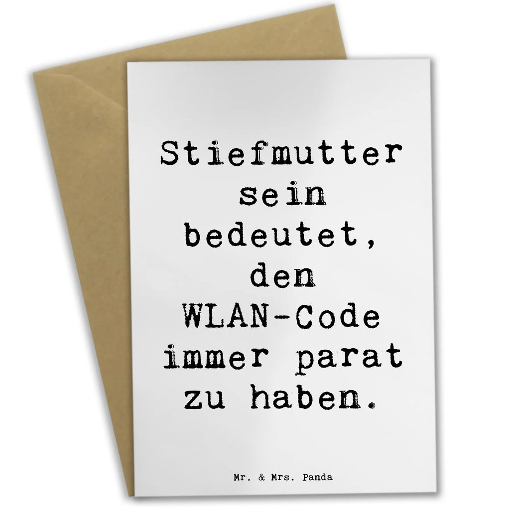 Greetings card Saying Stiefmutter sein bedeutet, den WLAN-Code immer parat zu haben. Grußkarte, Klappkarte, Einladungskarte, Glückwunschkarte, Hochzeitskarte, Geburtstagskarte, Karte, Ansichtskarten, Familie, Vatertag, Muttertag, Bruder, Schwester, Mama, Papa, Oma, Opa