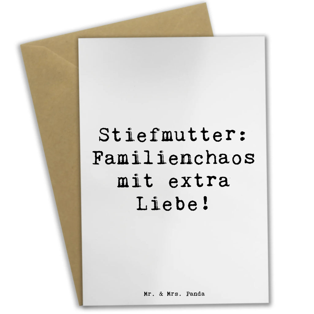 Greetings card Saying Stiefmutter: Familienchaos mit extra Liebe! Grußkarte, Klappkarte, Einladungskarte, Glückwunschkarte, Hochzeitskarte, Geburtstagskarte, Karte, Ansichtskarten, Familie, Vatertag, Muttertag, Bruder, Schwester, Mama, Papa, Oma, Opa