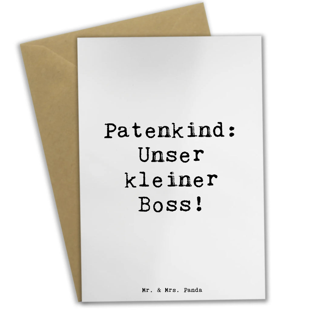 Greetings card Saying Patenkind: Unser kleiner Boss! Grußkarte, Klappkarte, Einladungskarte, Glückwunschkarte, Hochzeitskarte, Geburtstagskarte, Karte, Ansichtskarten, Familie, Vatertag, Muttertag, Bruder, Schwester, Mama, Papa, Oma, Opa