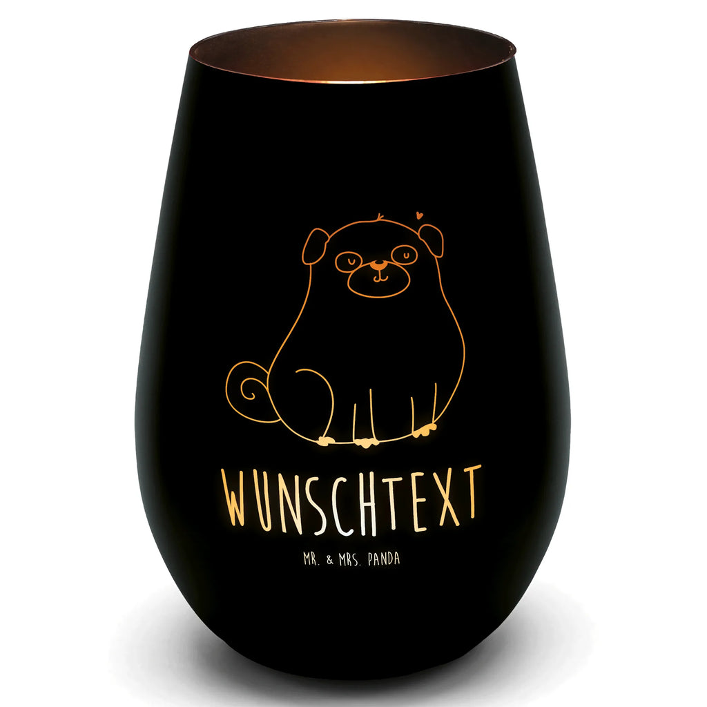 Złoty świecznik spersonalizowany Mops Pies, motyw psa, zwierzę domowe, rasa psa, miłośnik zwierząt, właściciel psa, powiedzenia