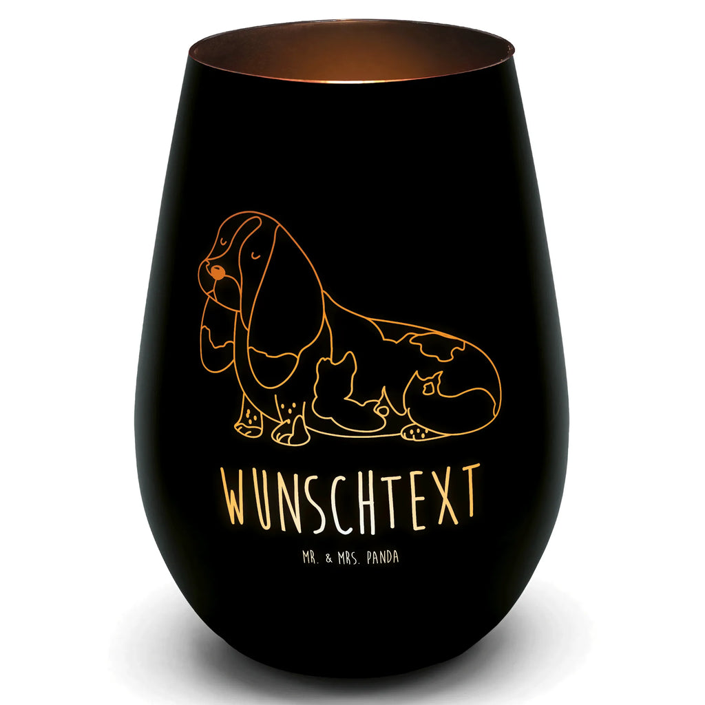 Złoty świecznik spersonalizowany pies Basset Hound Pies, motyw psa, zwierzę domowe, rasa psa, miłośnik zwierząt, właściciel psa, powiedzenia