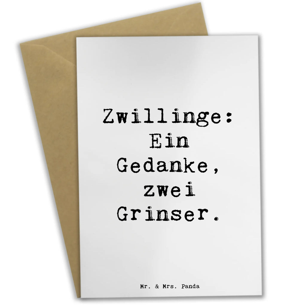 Greetings card Saying Zwillinge: Ein Gedanke, zwei Grinser. Grußkarte, Klappkarte, Einladungskarte, Glückwunschkarte, Hochzeitskarte, Geburtstagskarte, Karte, Ansichtskarten, Familie, Vatertag, Muttertag, Bruder, Schwester, Mama, Papa, Oma, Opa