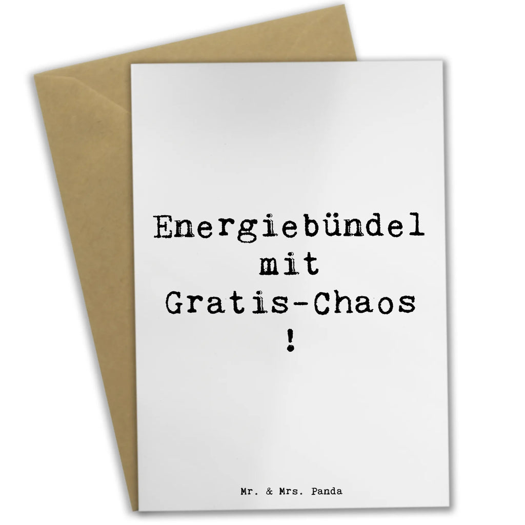 Greetings card Saying Energiebündel mit Gratis-Chaos! Grußkarte, Klappkarte, Einladungskarte, Glückwunschkarte, Hochzeitskarte, Geburtstagskarte, Karte, Ansichtskarten, Familie, Vatertag, Muttertag, Bruder, Schwester, Mama, Papa, Oma, Opa