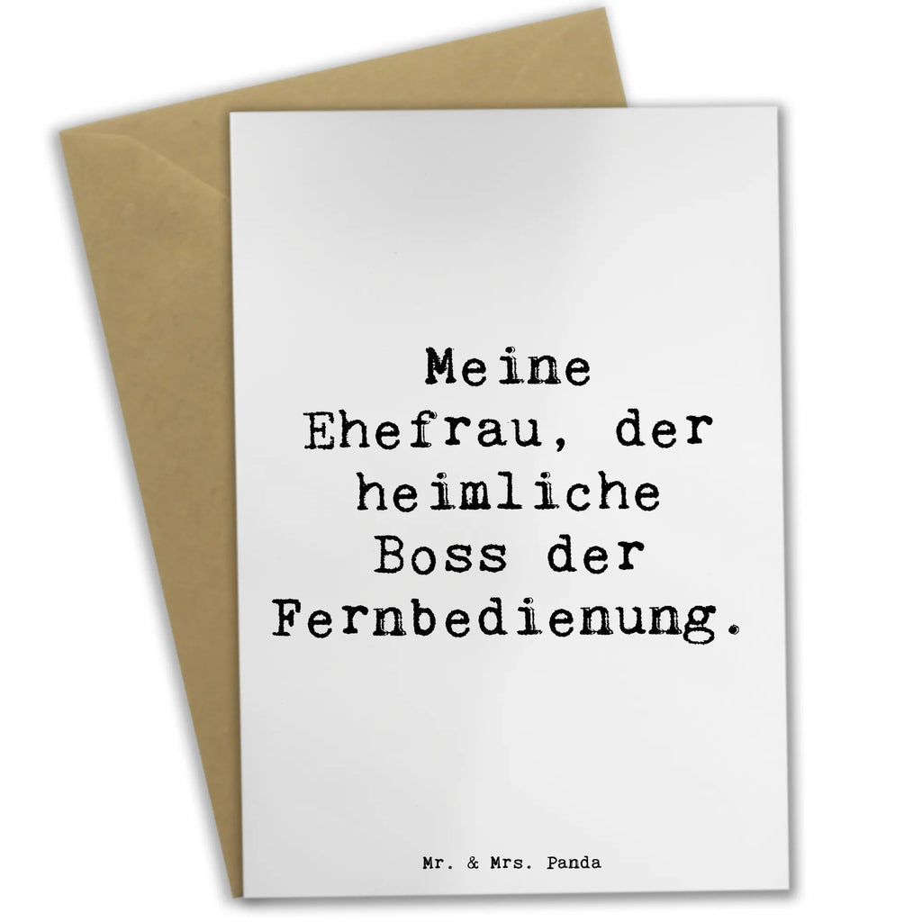 Greetings card Saying Meine Ehefrau, der heimliche Boss der Fernbedienung. Grußkarte, Klappkarte, Einladungskarte, Glückwunschkarte, Hochzeitskarte, Geburtstagskarte, Karte, Ansichtskarten, Familie, Vatertag, Muttertag, Bruder, Schwester, Mama, Papa, Oma, Opa