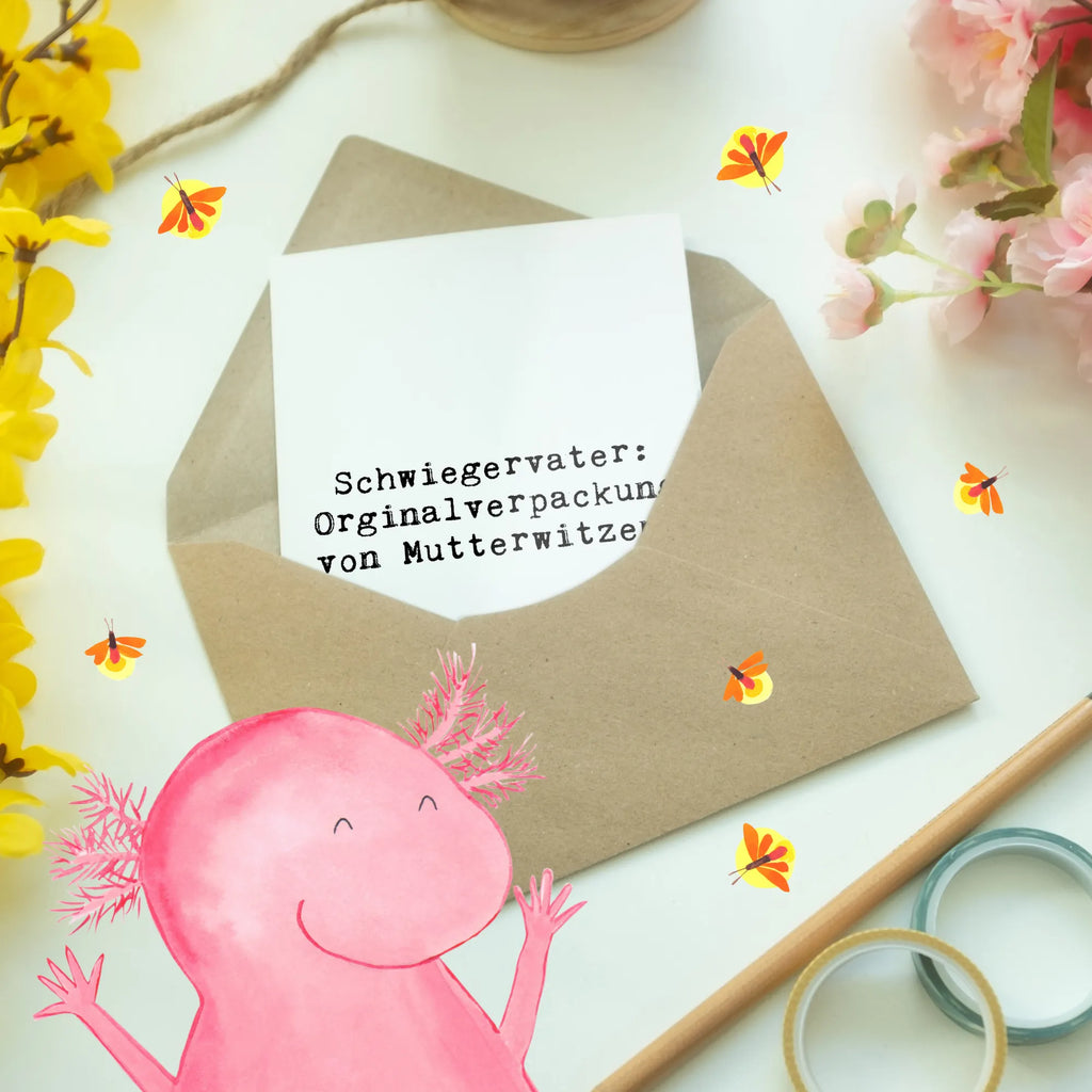 Greetings card Saying Schwiegervater: Orginalverpackung von Mutterwitzen. Grußkarte, Klappkarte, Einladungskarte, Glückwunschkarte, Hochzeitskarte, Geburtstagskarte, Karte, Ansichtskarten, Familie, Vatertag, Muttertag, Bruder, Schwester, Mama, Papa, Oma, Opa