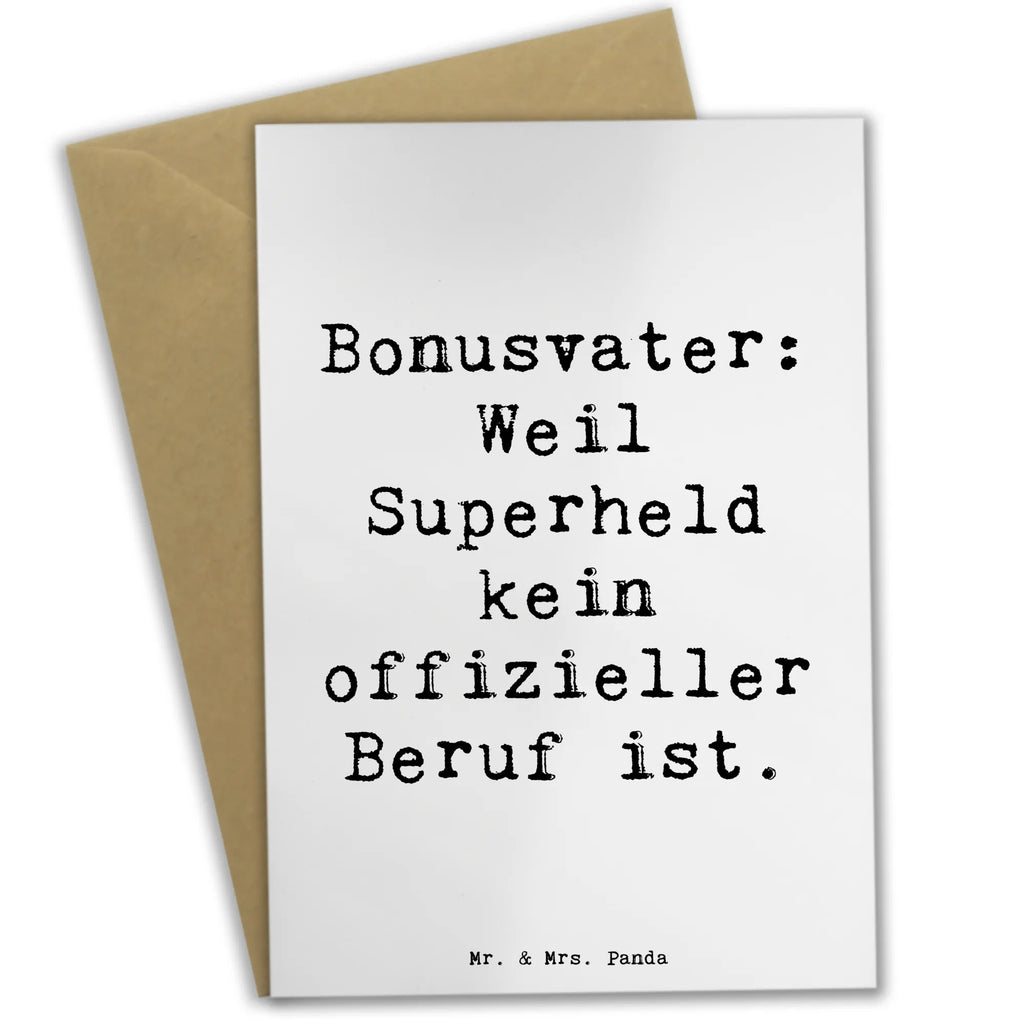 Greetings card Saying Bonusvater: Weil Superheld kein offizieller Beruf ist. Grußkarte, Klappkarte, Einladungskarte, Glückwunschkarte, Hochzeitskarte, Geburtstagskarte, Karte, Ansichtskarten, Familie, Vatertag, Muttertag, Bruder, Schwester, Mama, Papa, Oma, Opa