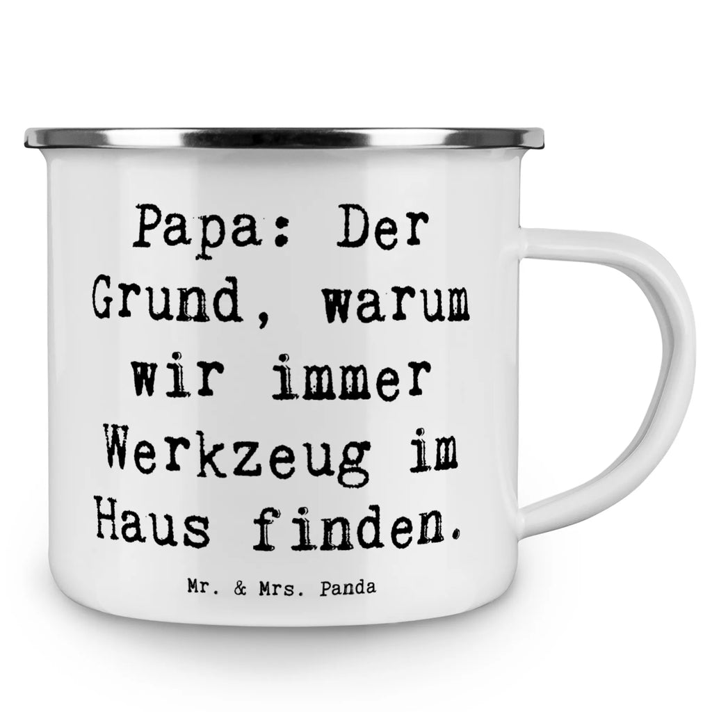 Enamel camping mug Saying Papa: Der Grund, warum wir immer Werkzeug im Haus finden. Campingbecher, Pott, Becher, wandertasse, Teebecher, Kaffeebecher, Emailletasse, Tasse Emaille, metallbecher, Blechtasse, emaillebecher, Teetasse, Tasse, becher emaille, Reisebecher, Emaille Becher, Metalltasse, Emaille Tasse, Trinkbecher, blechbecher, reisetasse, wanderbecher, Campingtasse, Kaffeetasse, Muttertag, Vatertag, Mama, Papa, Oma, Opa, Familie, Schwester, Bruder