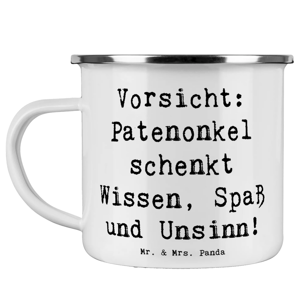 Enamel camping mug Saying Vorsicht: Patenonkel schenkt Wissen, Spaß und Unsinn! Tasse Emaille, Reisebecher, Becher, Emaille Becher, Teebecher, metallbecher, Kaffeebecher, Tasse, Trinkbecher, Emaille Tasse, Teetasse, reisetasse, Blechtasse, Campingtasse, Metalltasse, emaillebecher, wanderbecher, blechbecher, becher emaille, wandertasse, Campingbecher, Kaffeetasse, Emailletasse, Pott, Muttertag, Vatertag, Mama, Papa, Oma, Opa, Familie, Schwester, Bruder