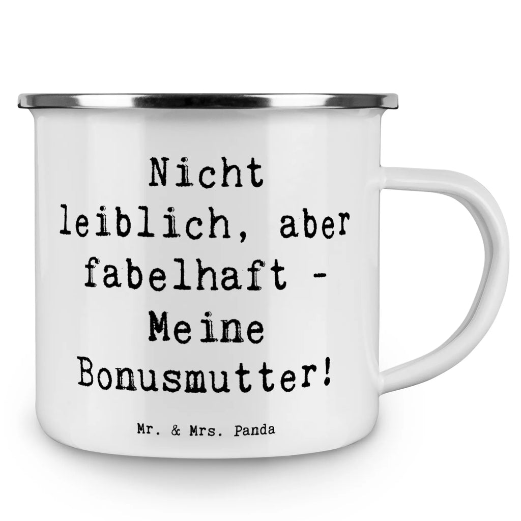Enamel camping mug Saying Nicht leiblich, aber fabelhaft: Meine Bonusmutter! Campingbecher, emaillebecher, Trinkbecher, reisetasse, Kaffeetasse, Emaille Tasse, Emaille Becher, Blechtasse, outdoortasse, Haferl, Tasse Emaille, Teetasse, Motivtasse, Teebecher, becher emaille, Becher, Emailletasse, wandertasse, Tasse, Metalltasse, Outdoor Becher, Kaffeebecher, Outdoor Tasse, Reisebecher, metallbecher, Pott, wanderbecher, blechbecher, Kaffeepott, Campingtasse, Familie, Mama, Opa, Oma, Bruder, Schwester, Papa, Muttertag, Vatertag