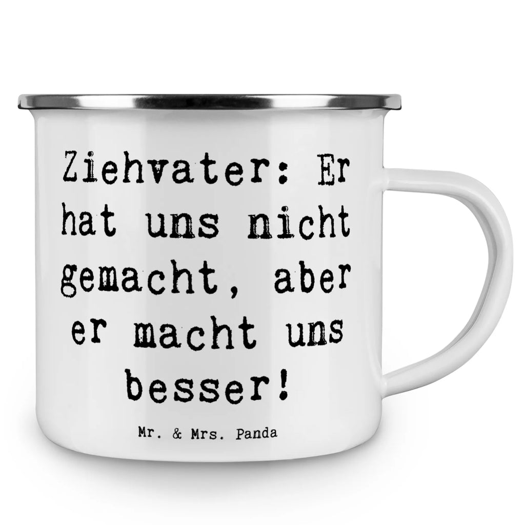 Enamel camping mug Saying Ziehvater: Er hat uns nicht gemacht, aber er macht uns besser! Trinkbecher, Kaffeebecher, becher emaille, Teetasse, Pott, emaillebecher, Emaille Tasse, Kaffeetasse, wandertasse, reisetasse, Campingtasse, Becher, Blechtasse, Emailletasse, metallbecher, Metalltasse, Emaille Becher, blechbecher, Reisebecher, Tasse Emaille, Tasse, Campingbecher, wanderbecher, Teebecher, Muttertag, Vatertag, Mama, Papa, Oma, Opa, Familie, Schwester, Bruder