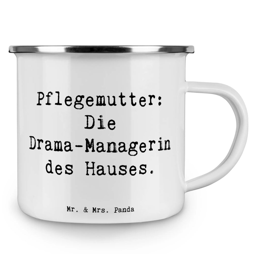 Enamel camping mug Saying Pflegemutter: Die Drama-Managerin des Hauses. metallbecher, Pott, Reisebecher, Teetasse, wandertasse, Tasse Emaille, reisetasse, Tasse, wanderbecher, Campingtasse, blechbecher, Kaffeetasse, Emailletasse, Campingbecher, Blechtasse, Kaffeebecher, Becher, Metalltasse, becher emaille, Trinkbecher, Emaille Becher, emaillebecher, Teebecher, Emaille Tasse, Muttertag, Vatertag, Mama, Papa, Oma, Opa, Familie, Schwester, Bruder