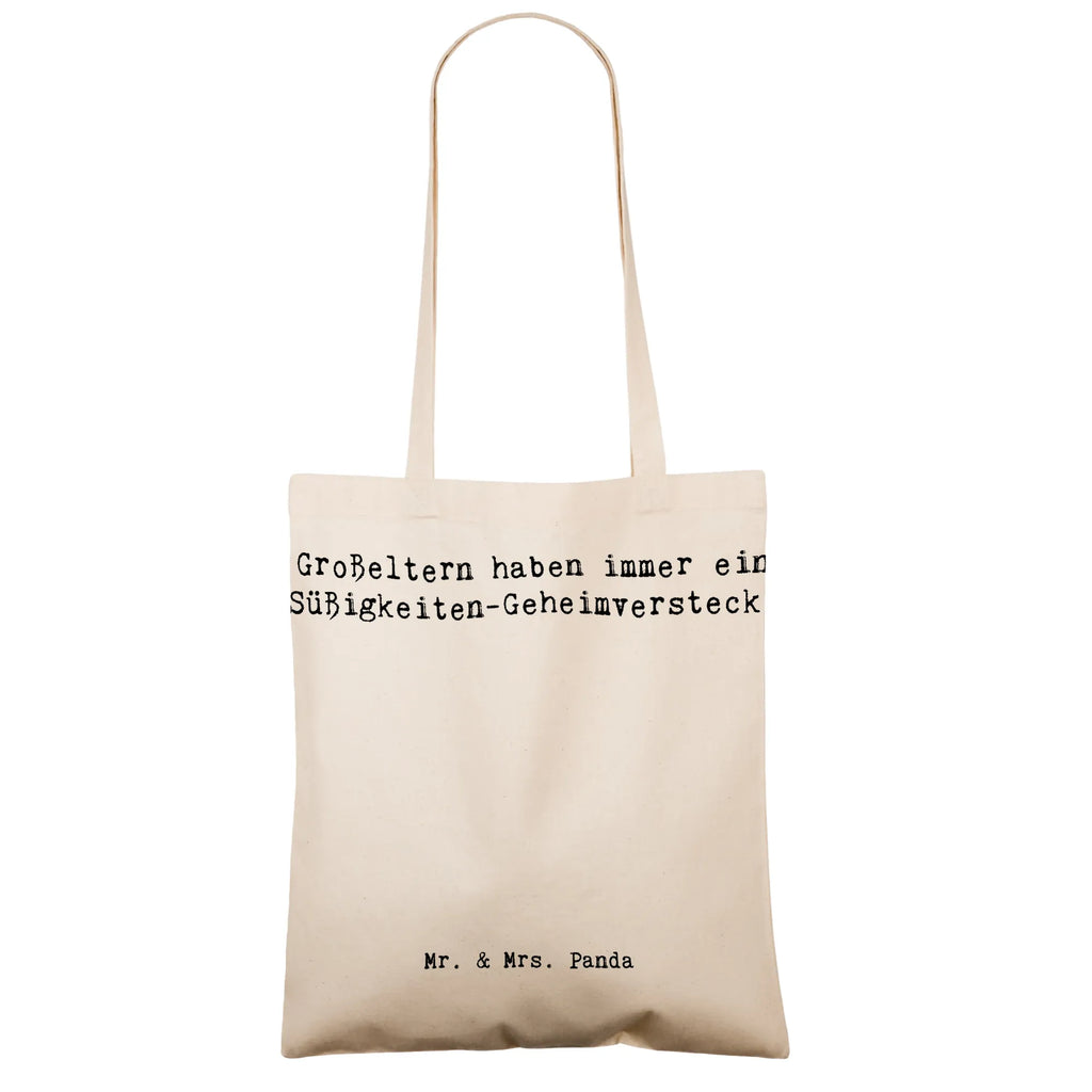 Tote bag Saying Großeltern haben immer ein Süßigkeiten-Geheimversteck! Beuteltasche, Beutel, Einkaufstasche, Jutebeutel, Stoffbeutel, Tasche, Shopper, Umhängetasche, Strandtasche, Schultertasche, Stofftasche, Tragetasche, Badetasche, Jutetasche, Einkaufstüte, Laptoptasche, Familie, Vatertag, Muttertag, Bruder, Schwester, Mama, Papa, Oma, Opa