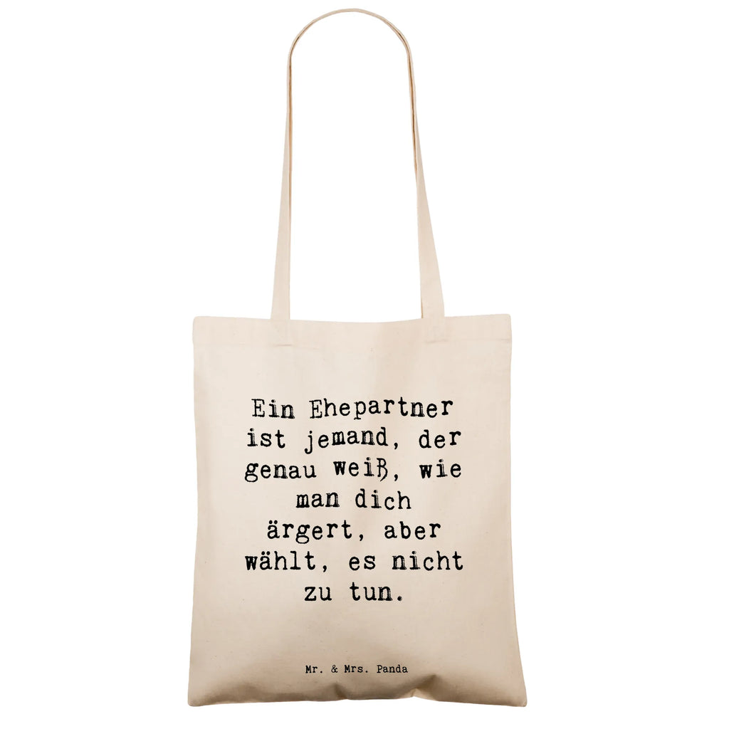 Tote bag Saying Ein Ehepartner ist jemand, der genau weiß, wie man dich ärgert, aber wählt, es nicht zu tun. Beuteltasche, Beutel, Einkaufstasche, Jutebeutel, Stoffbeutel, Tasche, Shopper, Umhängetasche, Strandtasche, Schultertasche, Stofftasche, Tragetasche, Badetasche, Jutetasche, Einkaufstüte, Laptoptasche, Familie, Vatertag, Muttertag, Bruder, Schwester, Mama, Papa, Oma, Opa