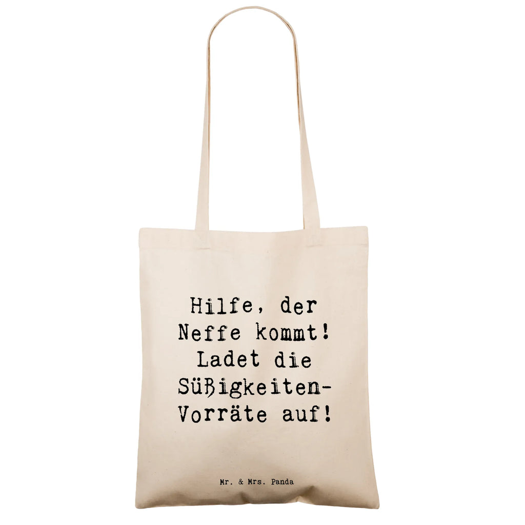 Tote bag Saying Hilfe, der Neffe kommt! Ladet die Süßigkeiten-Vorräte auf! Beuteltasche, Beutel, Einkaufstasche, Jutebeutel, Stoffbeutel, Tasche, Shopper, Umhängetasche, Strandtasche, Schultertasche, Stofftasche, Tragetasche, Badetasche, Jutetasche, Einkaufstüte, Laptoptasche, Familie, Vatertag, Muttertag, Bruder, Schwester, Mama, Papa, Oma, Opa