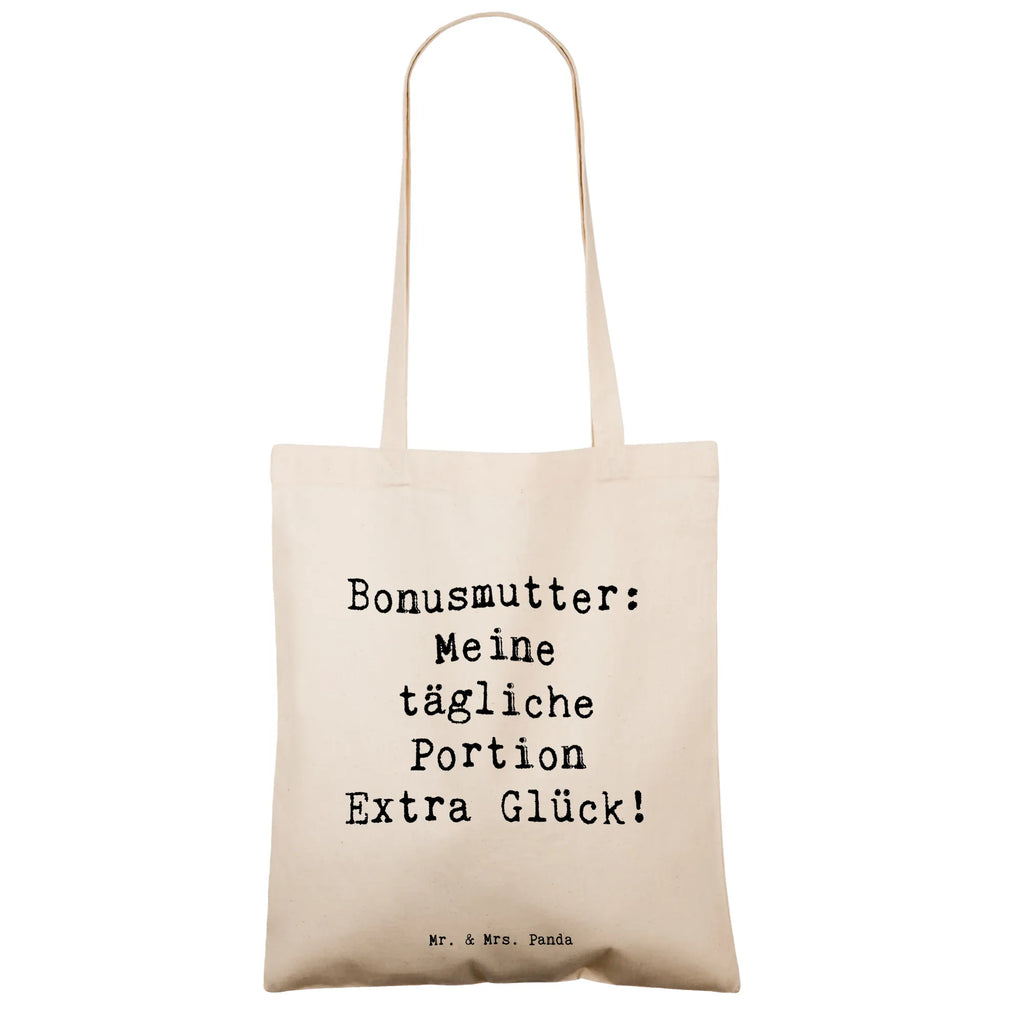 Tote bag Saying Bonusmutter: Meine tägliche Portion Extra Glück! Beuteltasche, Beutel, Einkaufstasche, Jutebeutel, Stoffbeutel, Tasche, Shopper, Umhängetasche, Strandtasche, Schultertasche, Stofftasche, Tragetasche, Badetasche, Jutetasche, Einkaufstüte, Laptoptasche, Familie, Vatertag, Muttertag, Bruder, Schwester, Mama, Papa, Oma, Opa