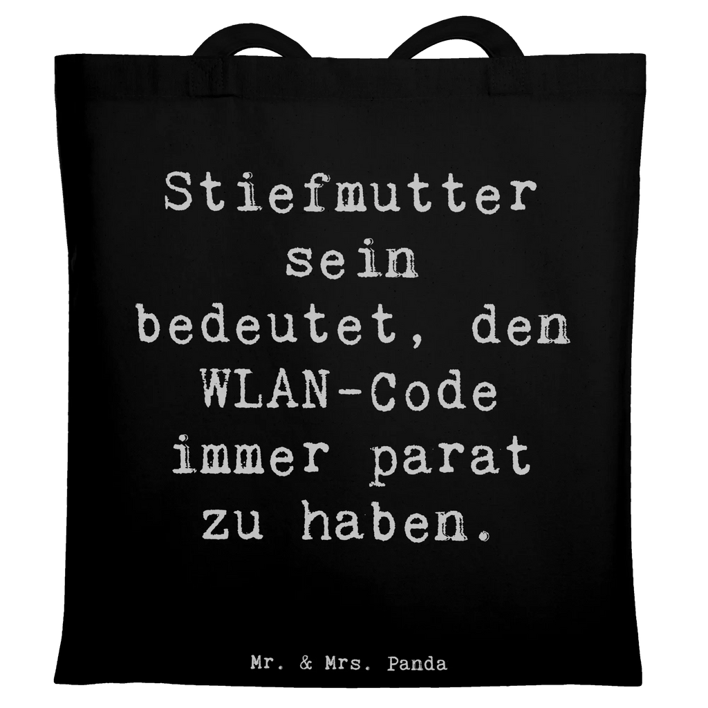Tote bag Saying Stiefmutter sein bedeutet, den WLAN-Code immer parat zu haben. Beuteltasche, Beutel, Einkaufstasche, Jutebeutel, Stoffbeutel, Tasche, Shopper, Umhängetasche, Strandtasche, Schultertasche, Stofftasche, Tragetasche, Badetasche, Jutetasche, Einkaufstüte, Laptoptasche, Familie, Vatertag, Muttertag, Bruder, Schwester, Mama, Papa, Oma, Opa