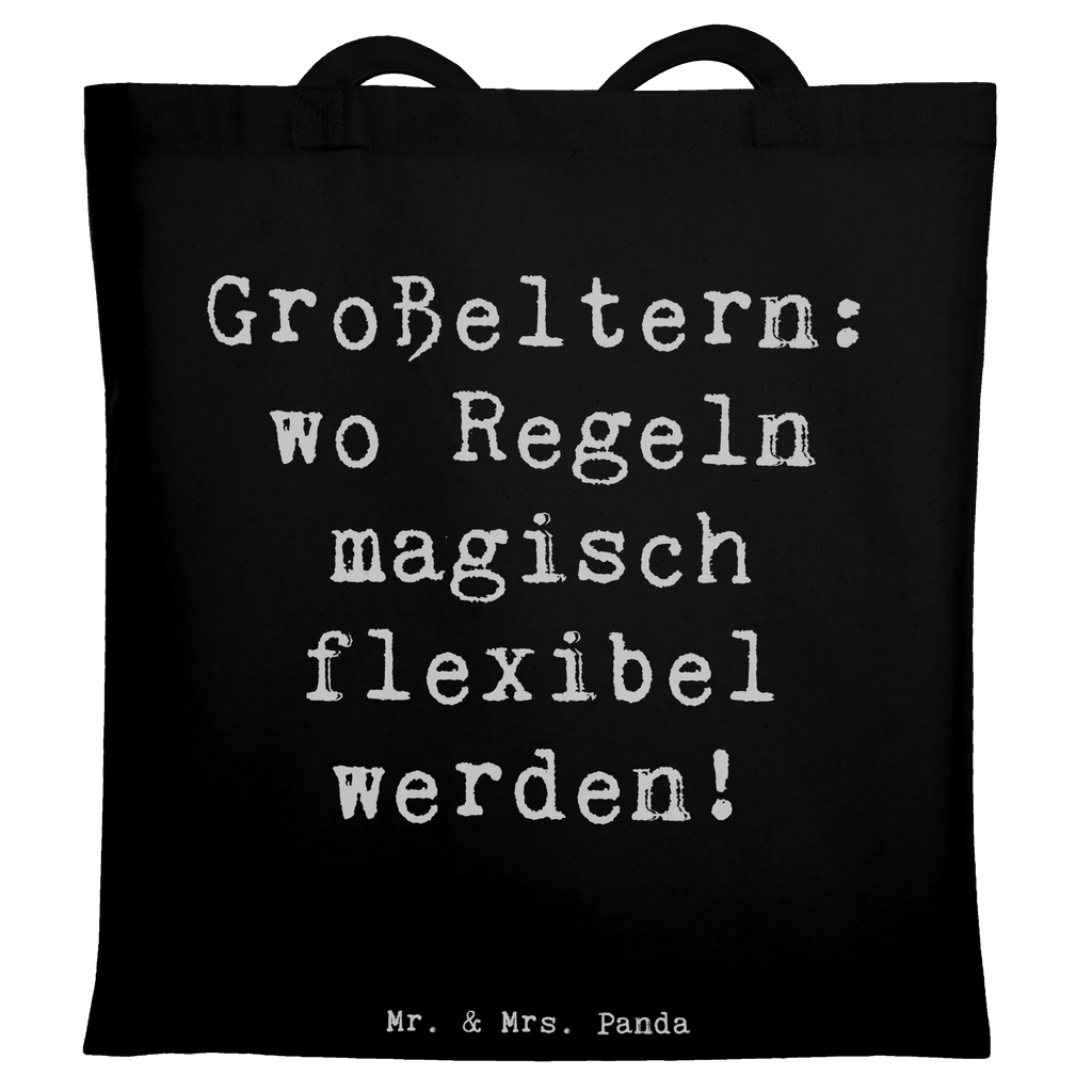 Tote bag Saying Großeltern: wo Regeln magisch flexibel werden! Beuteltasche, Beutel, Einkaufstasche, Jutebeutel, Stoffbeutel, Tasche, Shopper, Umhängetasche, Strandtasche, Schultertasche, Stofftasche, Tragetasche, Badetasche, Jutetasche, Einkaufstüte, Laptoptasche, Familie, Vatertag, Muttertag, Bruder, Schwester, Mama, Papa, Oma, Opa
