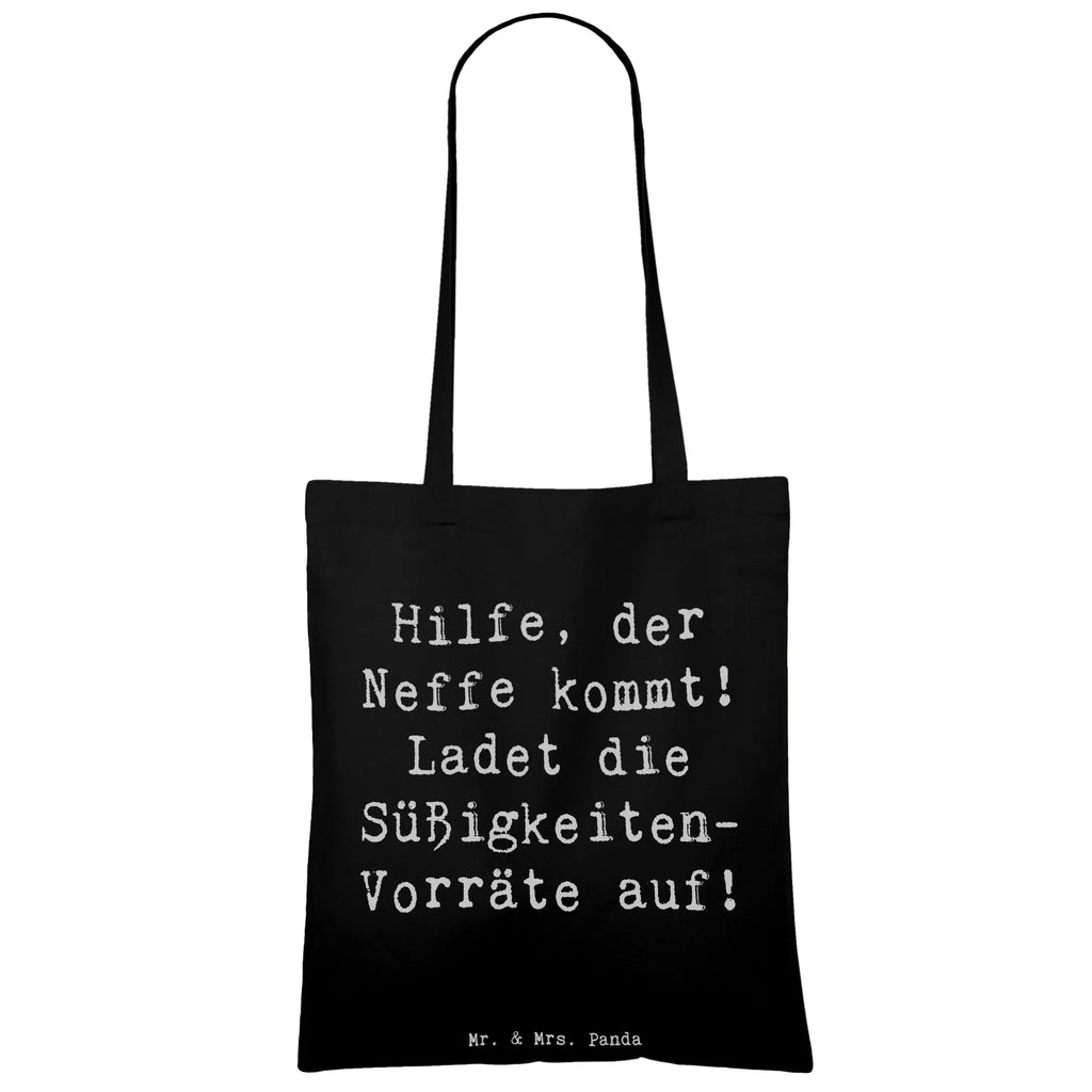 Tote bag Saying Hilfe, der Neffe kommt! Ladet die Süßigkeiten-Vorräte auf! Beuteltasche, Beutel, Einkaufstasche, Jutebeutel, Stoffbeutel, Tasche, Shopper, Umhängetasche, Strandtasche, Schultertasche, Stofftasche, Tragetasche, Badetasche, Jutetasche, Einkaufstüte, Laptoptasche, Familie, Vatertag, Muttertag, Bruder, Schwester, Mama, Papa, Oma, Opa