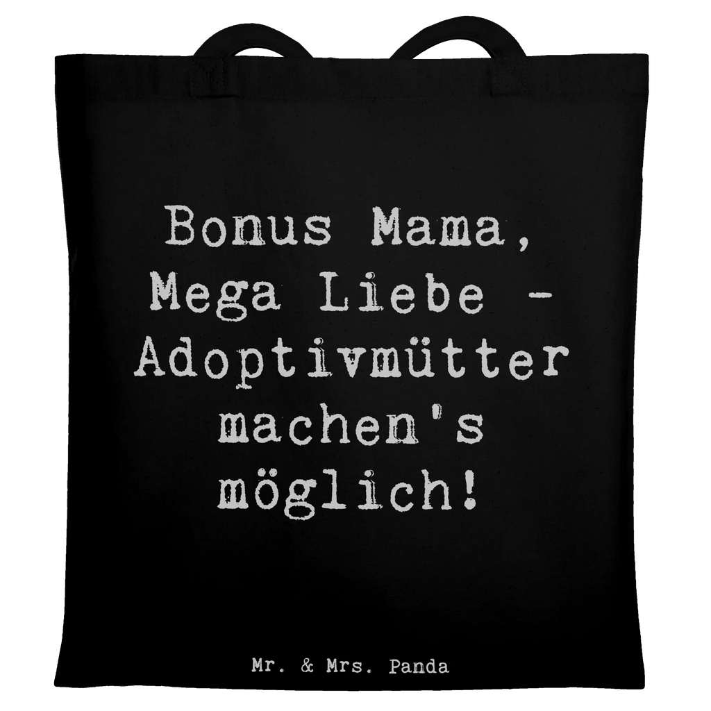 Tote bag Saying Bonus Mama, Mega Liebe - Adoptivmütter machen’s möglich! Beuteltasche, Beutel, Einkaufstasche, Jutebeutel, Stoffbeutel, Tasche, Shopper, Umhängetasche, Strandtasche, Schultertasche, Stofftasche, Tragetasche, Badetasche, Jutetasche, Einkaufstüte, Laptoptasche, Familie, Vatertag, Muttertag, Bruder, Schwester, Mama, Papa, Oma, Opa