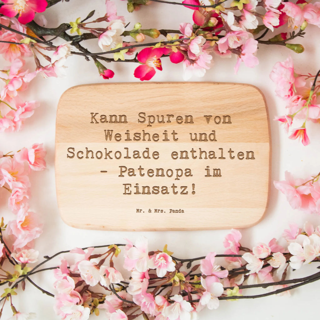 Serving board Saying Kann Spuren von Weisheit und Schokolade enthalten - Patenopa im Einsatz! Board, cutting board, breakfast board, Family, Father's Day, Mother's Day, brother, sister, Mom, Dad