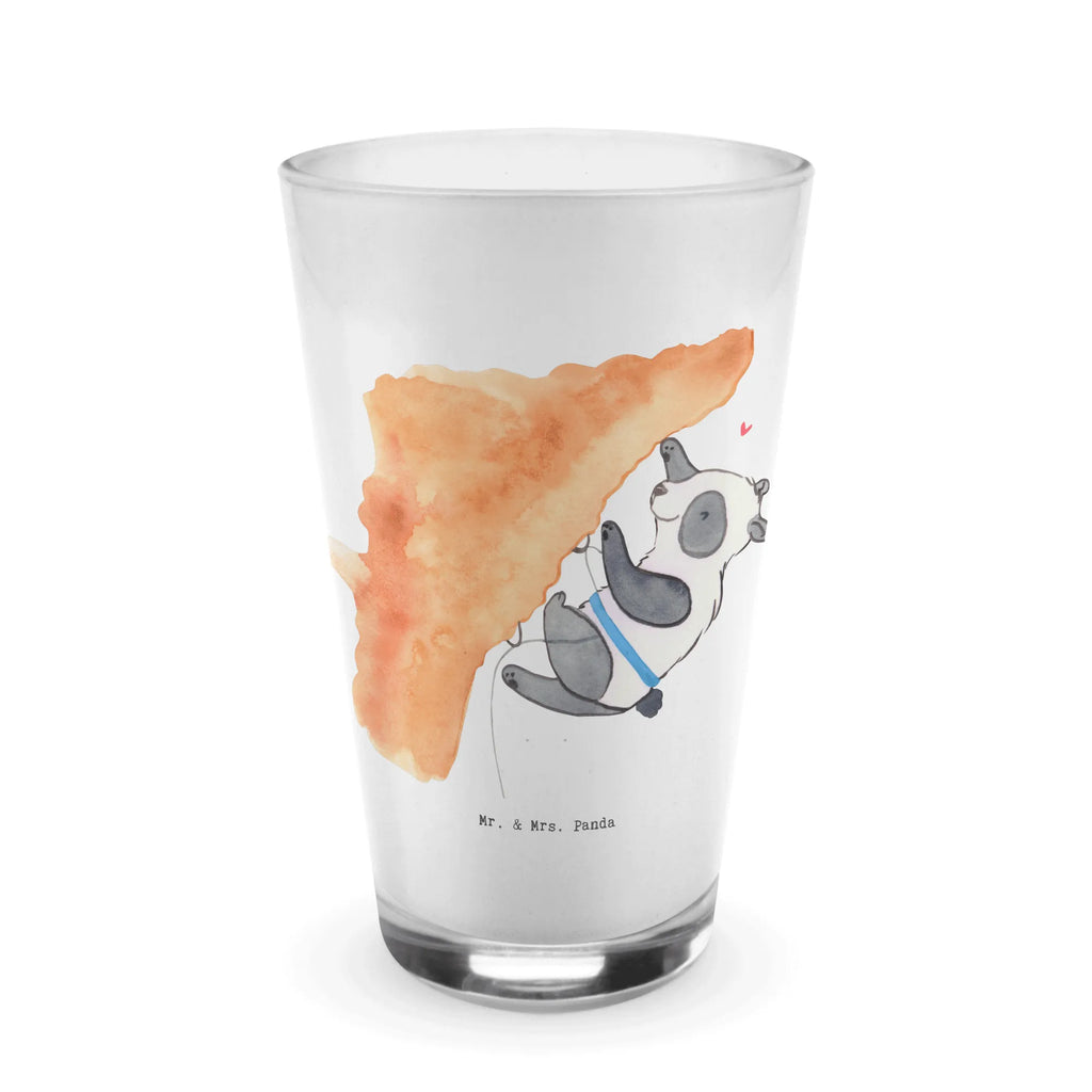 Glass panda Climb Cappuccino Glas, Glas, Cappuccino Tasse, Latte Macchiato, Geschenk, Sport, Sportart, Hobby, Schenken, Danke, Dankeschön, Auszeichnung, Gewinn, Sportler, Klettern, Bouldern, Kletterhalle, Klettersport