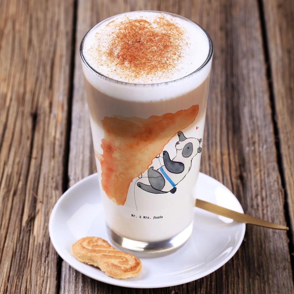 Glass panda Climb Cappuccino Glas, Glas, Cappuccino Tasse, Latte Macchiato, Geschenk, Sport, Sportart, Hobby, Schenken, Danke, Dankeschön, Auszeichnung, Gewinn, Sportler, Klettern, Bouldern, Kletterhalle, Klettersport