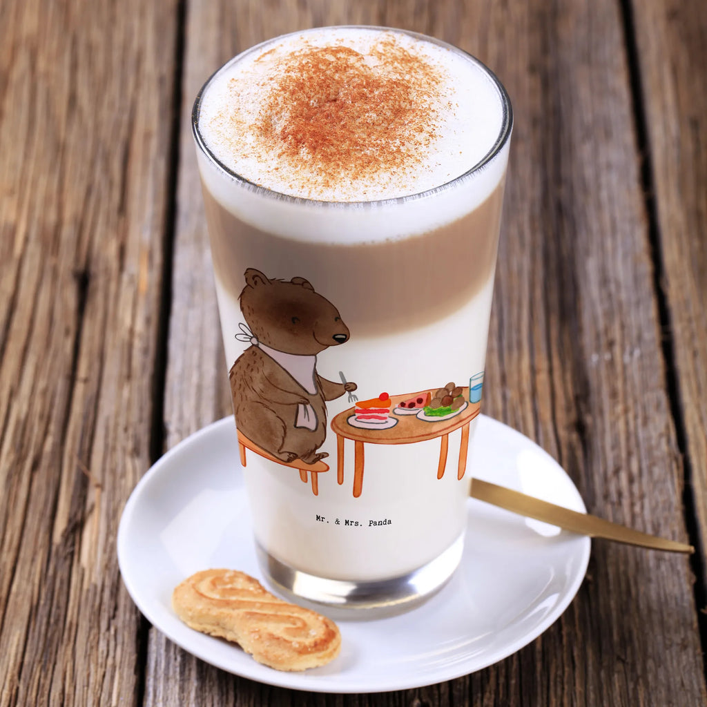 Glass bear to eat out Cappuccino Glas, Glas, Cappuccino Tasse, Latte Macchiato, Geschenk, Sport, Sportart, Hobby, Schenken, Danke, Dankeschön, Auszeichnung, Gewinn, Sportler, Essen gehen, Essen, Restaurant, Restaurantbesuch