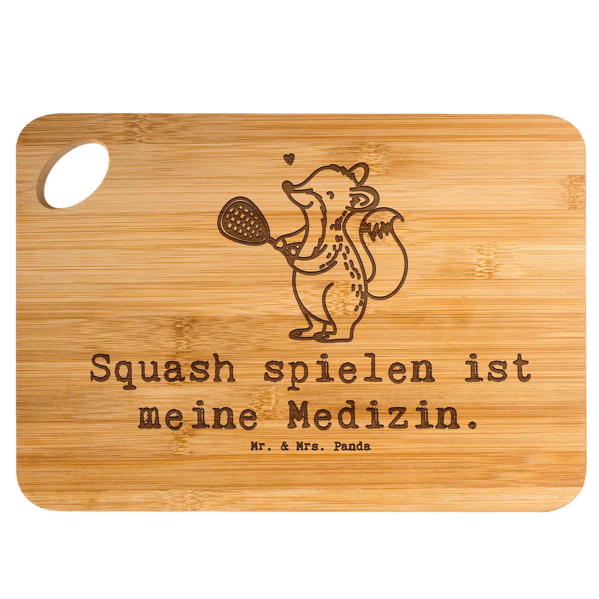 Bamboo chopping board Fox playing squash Gift, giving, thank you, award, profit, athlete, ball sports, Playing squash, squash hall