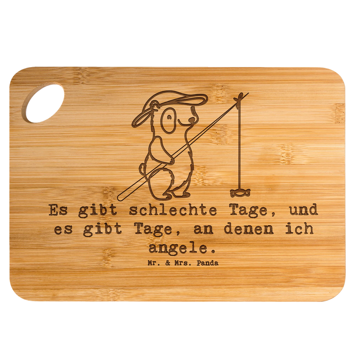 Bamboo chopping board panda fishing Gift, giving, thank you, award, profit, athlete, fishing club, hobby angler, go fishing, fishing sport, fishing