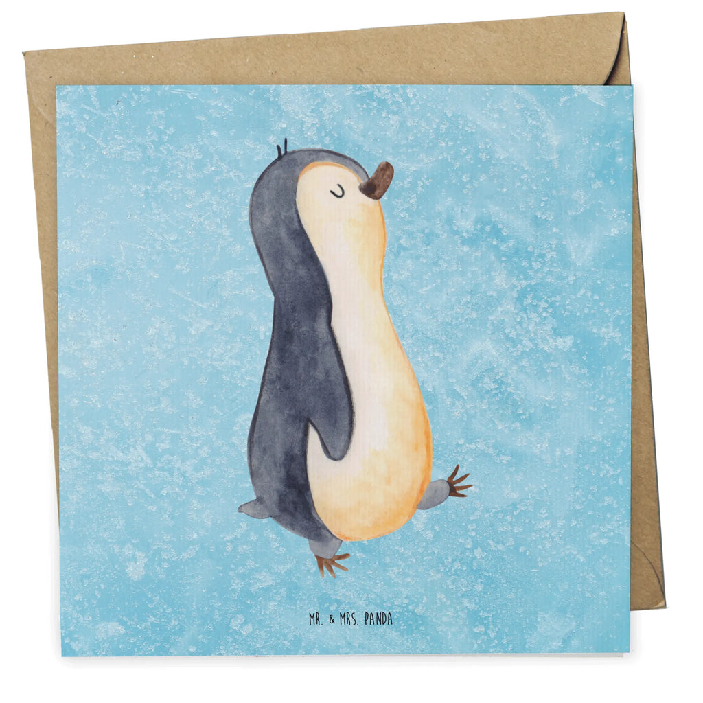 Deluxe Card Penguin march faltkarte, doppelkarte, Glückwunschkarte, Klappkarte, Grußkarte, anlasskarte, Pinguin, Frühaufsteher, Langschläfer, Pinguine, Schwester, Familie, Bruder