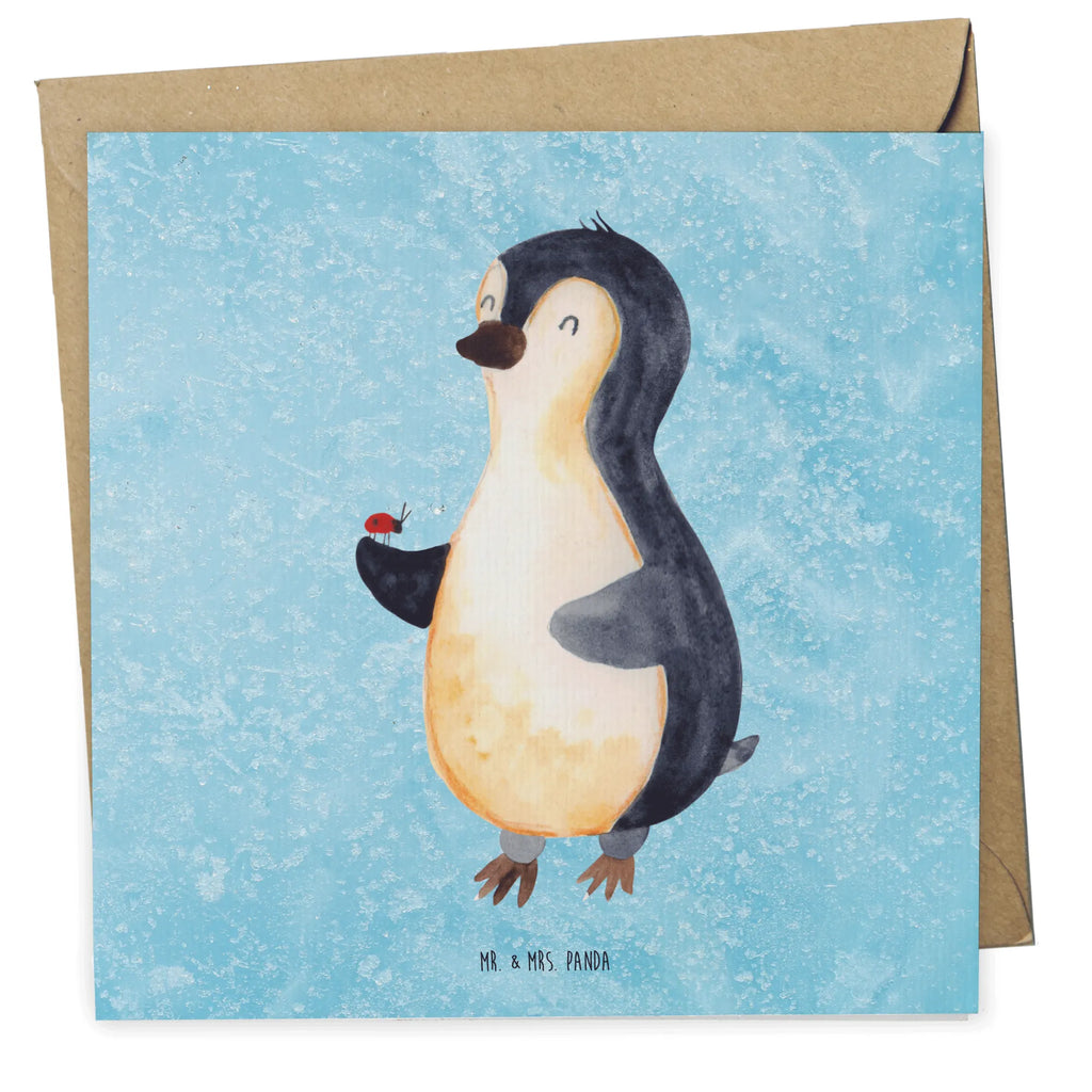 Deluxe Karte Pinguin Marienkäfer doppelkarte, Grußkarte, anlasskarte, faltkarte, Klappkarte, Glückwunschkarte, Pinguin, Marienkäfer, Wunder, Pinguine, Freude, Liebe, Glück, Lebensfreude