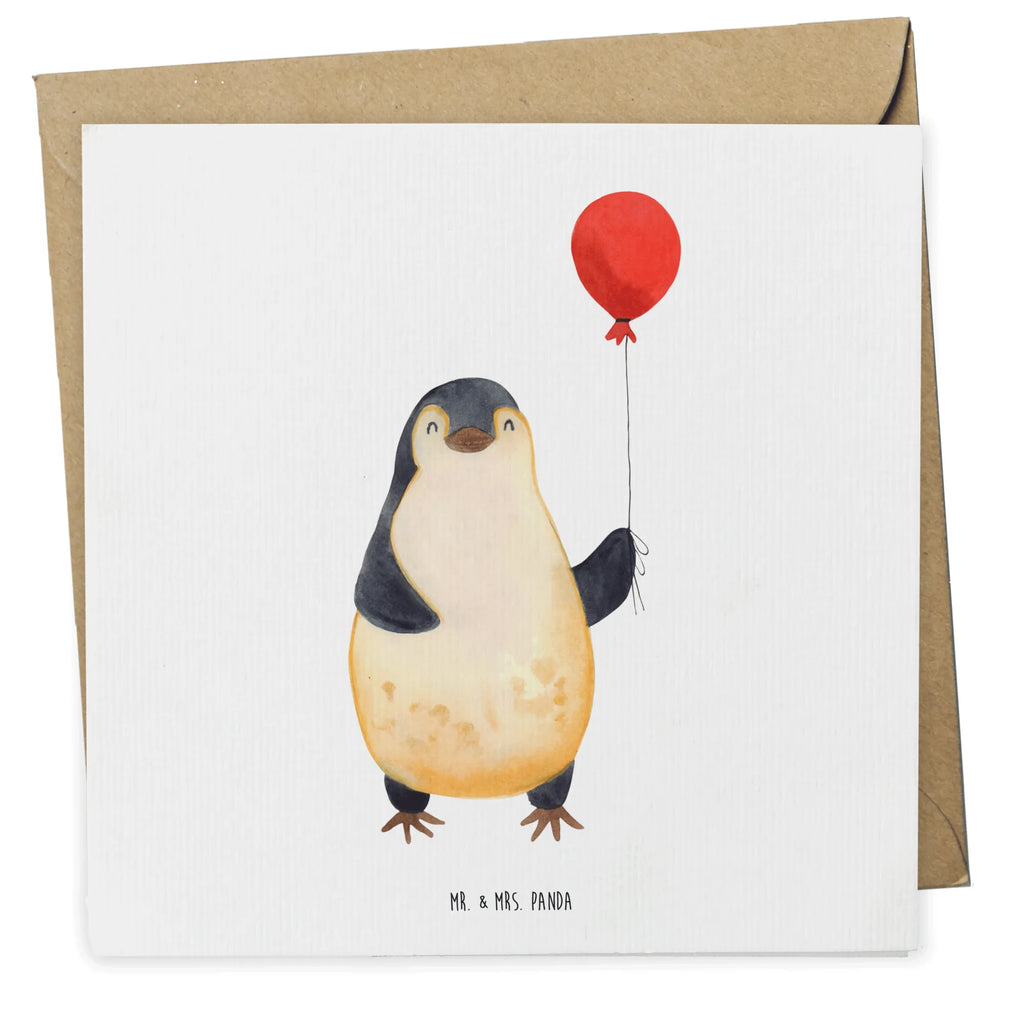 Deluxe Karte Pinguin Luftballon Glückwunschkarte, doppelkarte, Grußkarte, faltkarte, Klappkarte, anlasskarte, Pinguin, Luftballon, Geschenkidee, Glück, Motivation, Neues Leben, Neustart, Beste Freundin, Lebenslust, Tagträume, Geschenk Freundin, Pinguine, Liebe