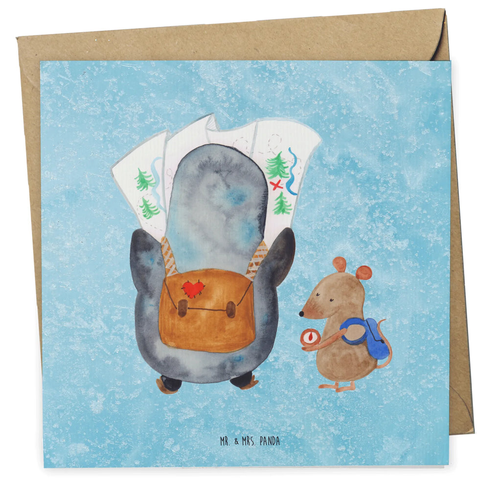 Deluxe Karte Pinguin & Maus Wanderer Hochwertige Klappkarte, Hochwertige Grußkarte, Karte, Hochzeitskarte, Klappkarte, Glückwunschkarte, Grußkarte, Einladungskarte, Geburtstagskarte, Pinguin, Wanderlust, Roadtrip, wandern, Abenteuer, Pinguine, Abenteurer, Ausflug