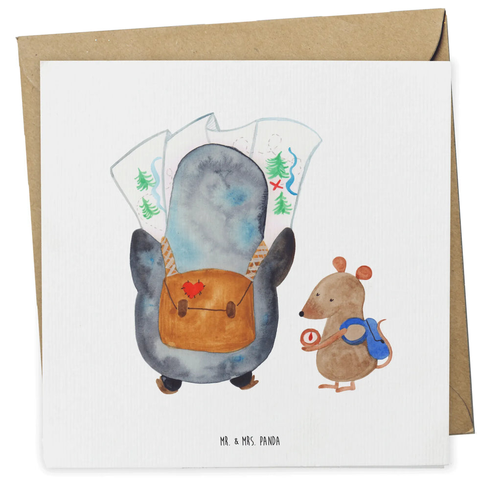 Deluxe Karte Pinguin & Maus Wanderer Hochwertige Klappkarte, Hochwertige Grußkarte, Karte, Hochzeitskarte, Klappkarte, Glückwunschkarte, Grußkarte, Einladungskarte, Geburtstagskarte, Pinguin, Wanderlust, Roadtrip, wandern, Abenteuer, Pinguine, Abenteurer, Ausflug