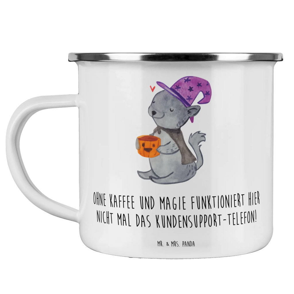 Enamel camping mug Ohne Kaffee und Magie funktioniert hier nicht mal das Kundensupport-Telefon! reisetasse, Teetasse, Kaffeetasse, Becher, Reisebecher, blechbecher, Trinkbecher, Pott, Emailletasse, Teebecher, wandertasse, Metalltasse, Campingtasse, Campingbecher, Kaffeebecher, Tasse, Blechtasse, Emaille Tasse, Emaille Becher, emaillebecher, wanderbecher, Tasse Emaille, metallbecher, becher emaille, Geschenk, Schenken, Jubiläum, Danke, Dankeschön, Beruf, Ausbildung, Abschied, Rente, Kollege, Kollegin, Arbeitskollege, Mitarbeiter, Firma