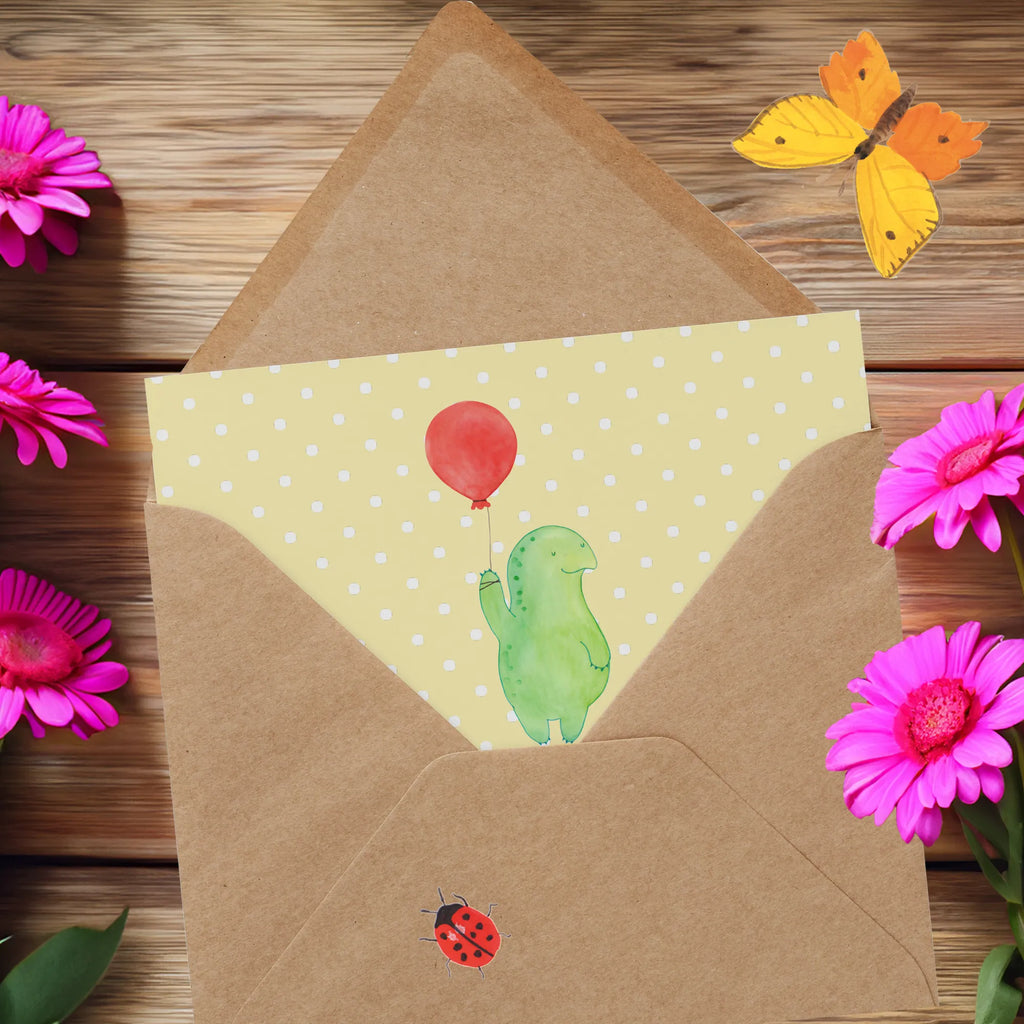 Deluxe Karte Schildkröte Luftballon Grußkarte, Hochwertige Klappkarte, Glückwunschkarte, Karte, Klappkarte, Geburtstagskarte, Hochzeitskarte, Hochwertige Grußkarte, Einladungskarte, Schildkröte, Motivationsspruch, Mutausbruch, Motivation, Schildkröten
