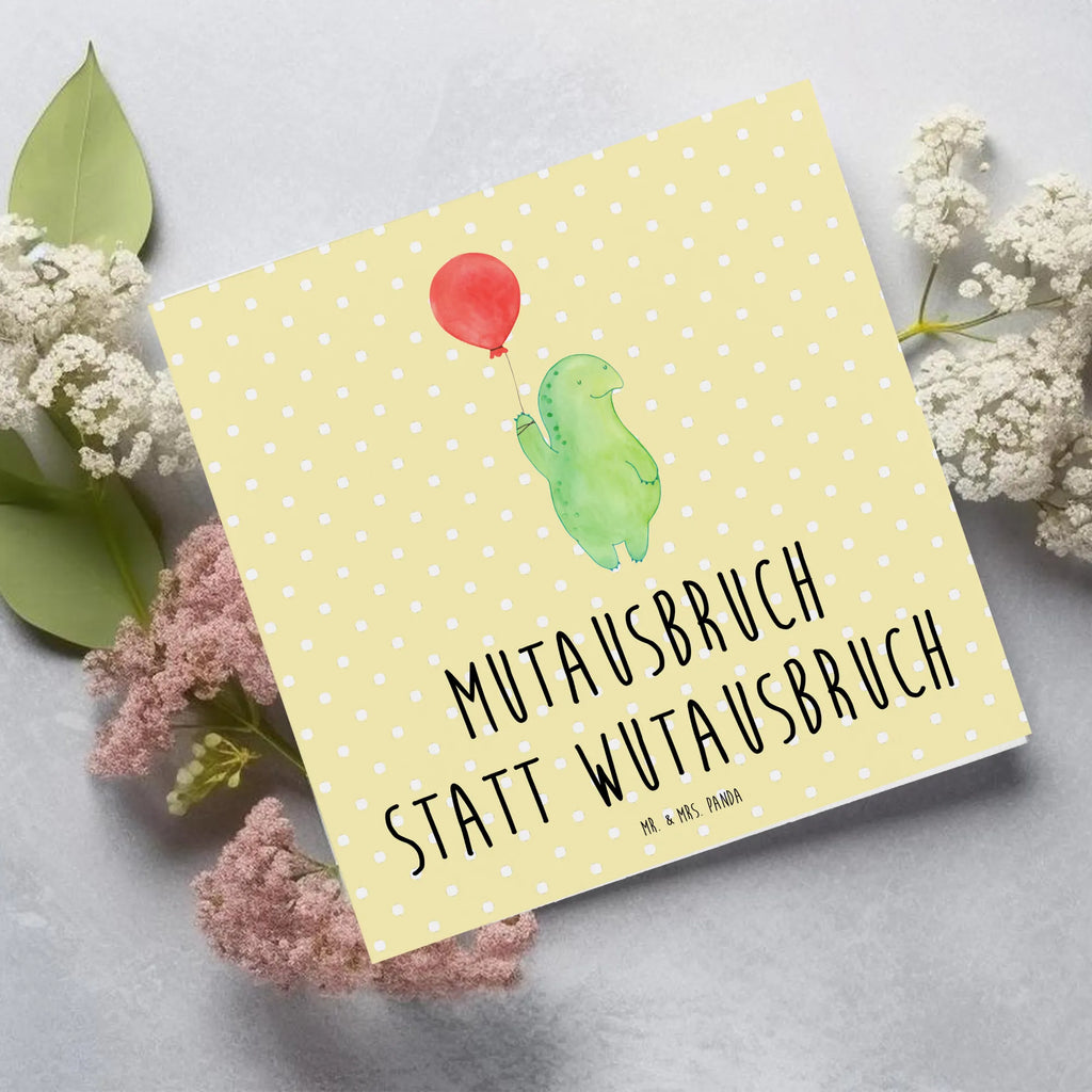 Deluxe Karte Schildkröte Luftballon Grußkarte, Hochwertige Klappkarte, Glückwunschkarte, Karte, Klappkarte, Geburtstagskarte, Hochzeitskarte, Hochwertige Grußkarte, Einladungskarte, Schildkröte, Motivationsspruch, Mutausbruch, Motivation, Schildkröten