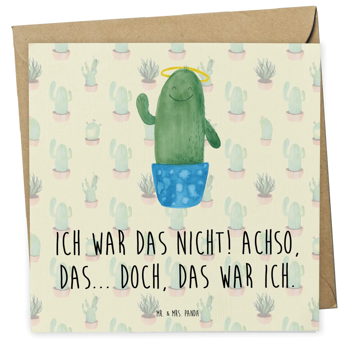 Deluxe Card cactus Holy doppelkarte, Klappkarte, faltkarte, Grußkarte, anlasskarte, Glückwunschkarte, Kakteen, Kaktus, Schwester, Lustig, Bruder, Schwestern, Familie, Kind, Eltern, Frech, Heiligenschein, Freundin